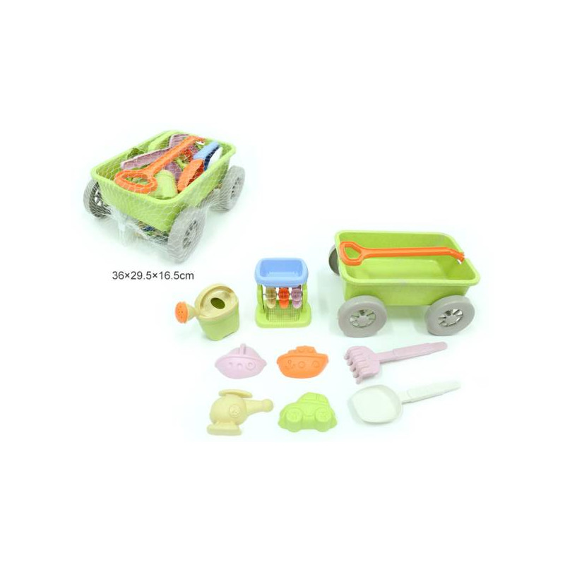 Sandspielzeug mit Trolley aus BIOplastik 9-teilig