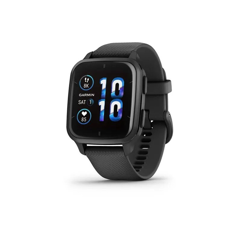 Garmin Venu Sq 2 Music Edition Slate Aluminium Bezel with Black Case and Silicone Band (010-02700-10