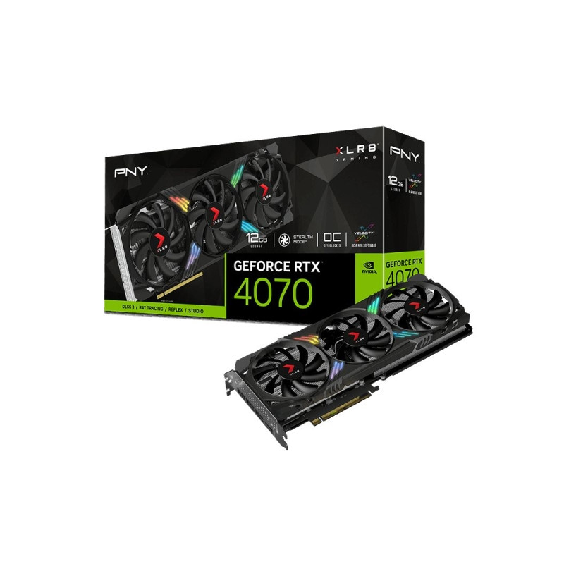 PNY GeForce RTX 4070 12GB DDR6X XLR8 Gaming Verto Epic-X RGB OC Triple Fan (VCG407012TFXXPB1-O)