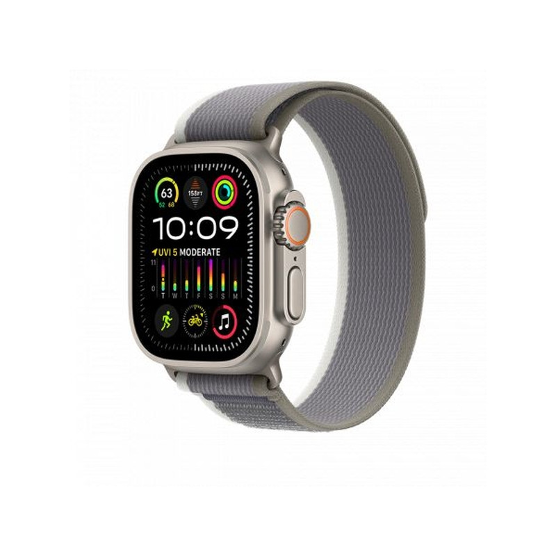 Apple Watch Ultra 2 Cellular 49mm Titanium Case with Green/Grey Trail Loop M/L (MRF43)