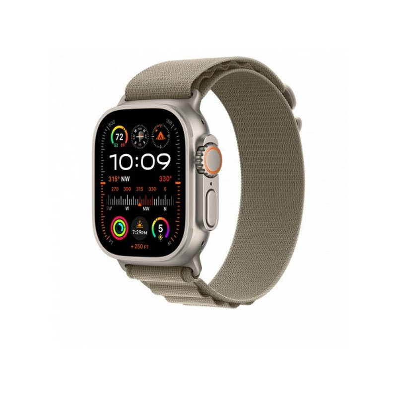 Apple Watch Ultra 2 Cellular 49mm Titanium Case with Olive Alpine Loop Small (MREX3)