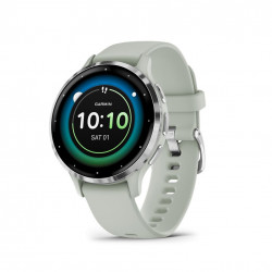 Garmin Venu 3S Silver Stainless Steel Bezel with Sage Grey Case and Silicone Band (010-02785-01)