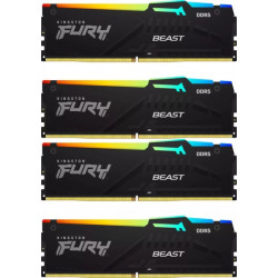 Kingston 128GB DDR5 5200MHz Kit(4x32GB) Fury Beast RGB Black (KF552C40BBAK4-128)