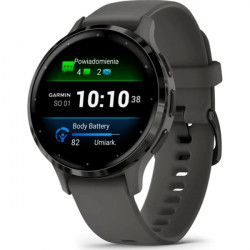 Garmin Venu 3S Slate Stainless Steel Bezel with Pebble Grey Case and Silicone Band (010-02785-00)